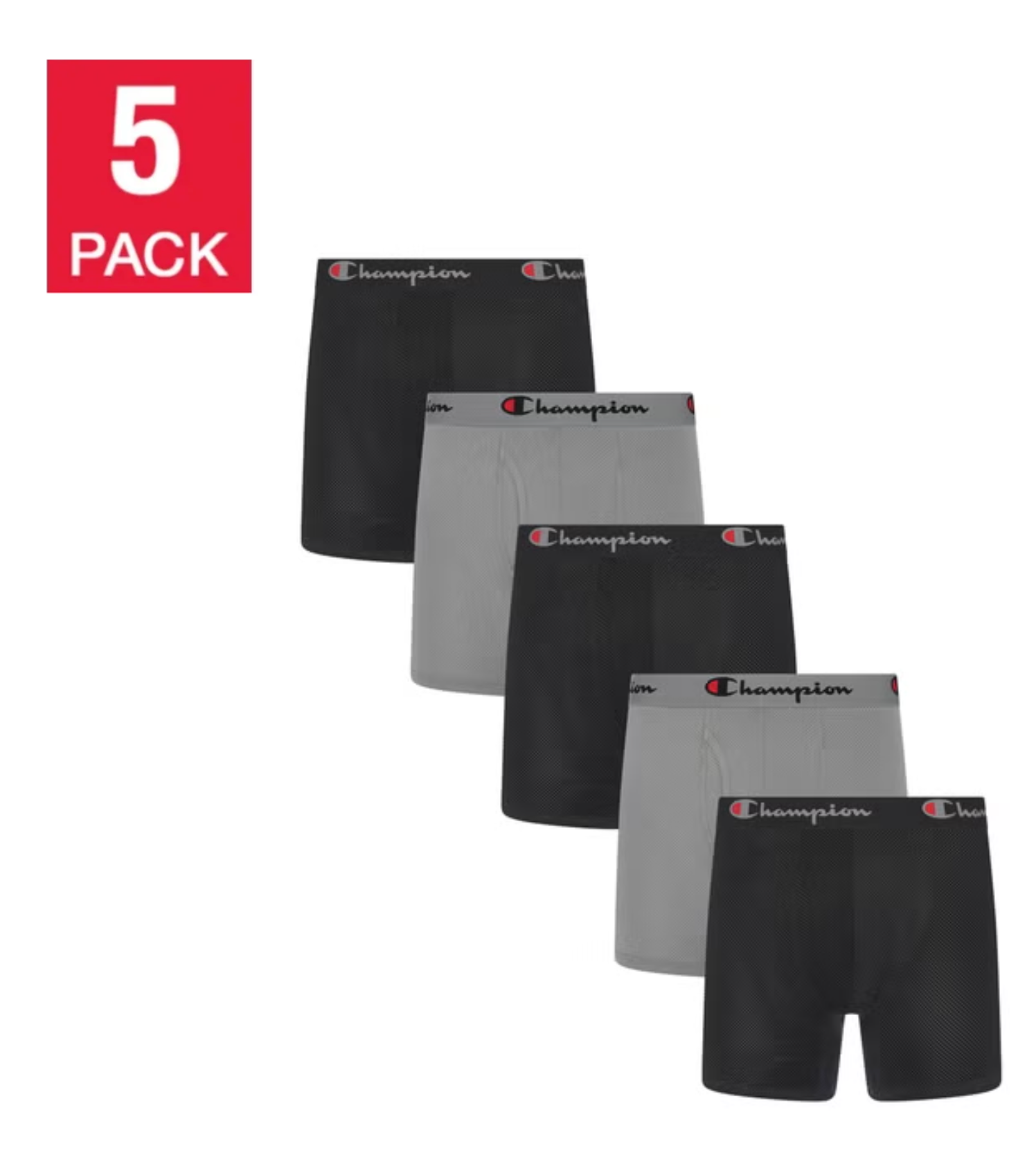 Champion Men's Performance Mesh Boxer Brief, (5-Pack)